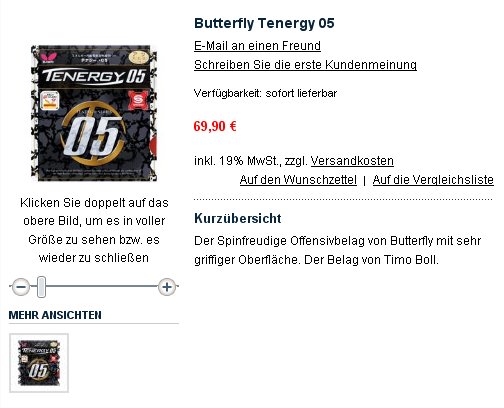 Butterfly Tenergy für 69,90