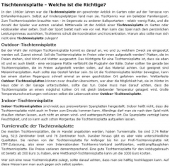 Suchmaschinenoptimierung (Seo) am Beispiel von Tischtennisplatte